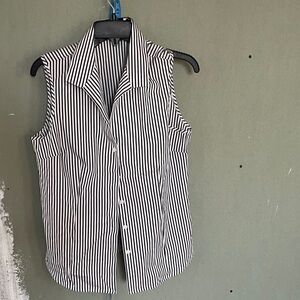 Jones New York Black and White Striped Top
